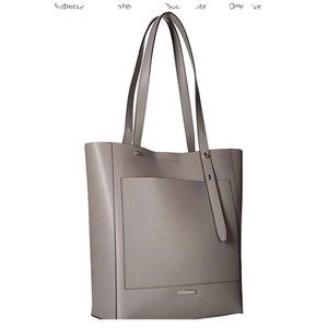 Brand New Rebecca Minkoff Stella North South Leather Tote Bag Silver MSRP $198